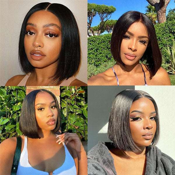 Flash Sale 0 Skill Needed V Part Glueless Wig Short Bob Human Hair