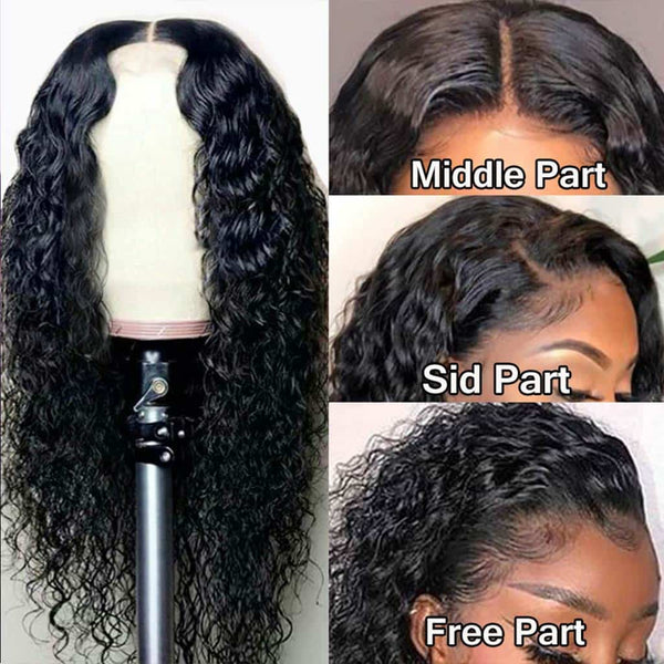 BOGO 13x6 Water Wave Lace Front Wig Human Hair M Cap